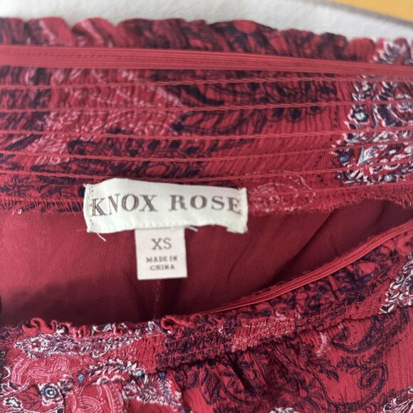 Knox Rose Women's Shorts Floral Elastic waistband Red XS - Picture 2 of 6